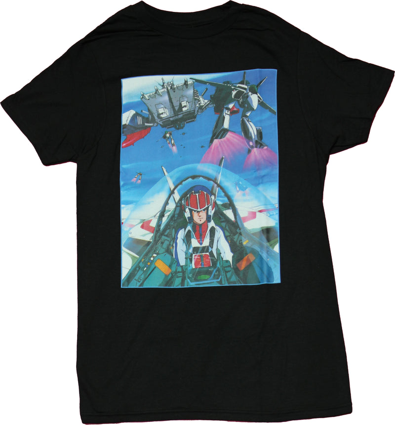 Robotech Mens T-Shirt - Rick Hunter Pilot in Aircraft - Inmyparentsbasement.com