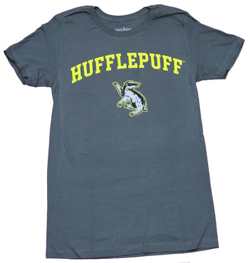 Harry Potter Mens  T-Shirt - Hufflepuff Yellow Word Above Badger