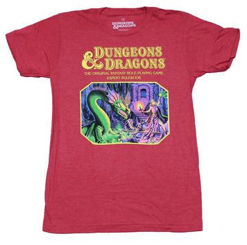 Dungeons & Dragons Mens T-Shirt - D&D Cover Art - Basic Set Rulebook (B/X ed.) (Basic) - Magenta Box