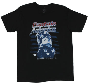 Captain America (Marvel Comics) Mens T-Shirt  - Flag Face Stars and Stripes Im