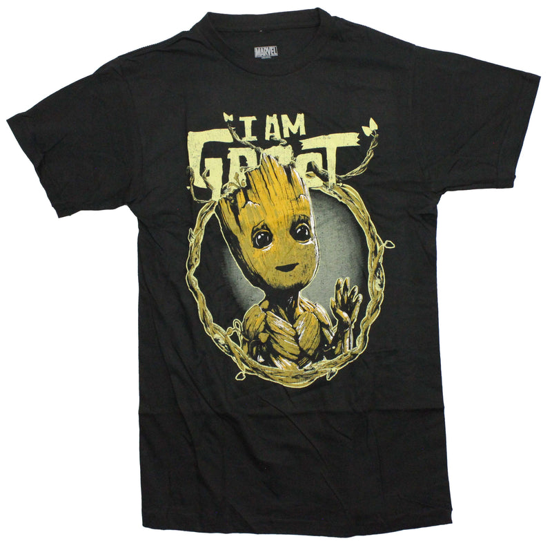 Guardians of the Galaxy Mens T-Shirt - I am Groot In Wood Vine Frame - Inmyparentsbasement.com