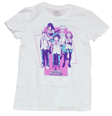 My Hero Academia Girls Juniors T-Shirt - Class 1A Deku in Front Purple Blue