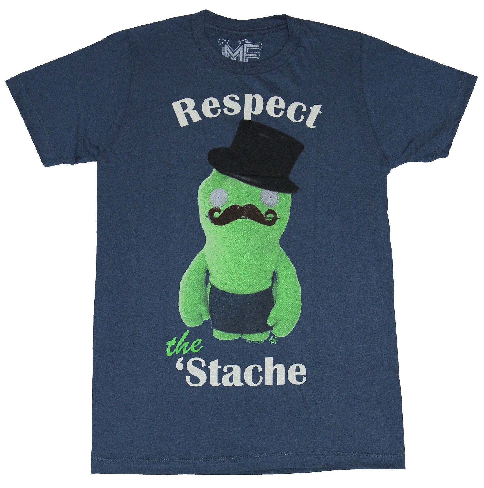Ugly Dolls Mens T-Shirt - Respect the Stache Green Ugly Doll  With Mustache
