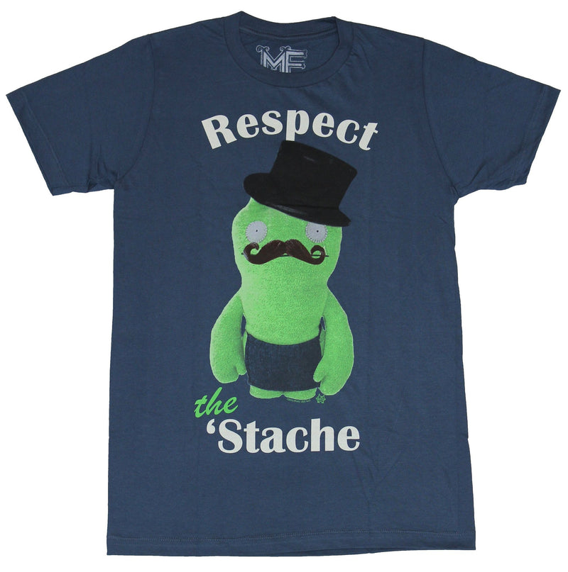 Ugly Dolls Mens T-Shirt - Respect the Stache Green Ugly Doll  With Mustache - Inmyparentsbasement.com