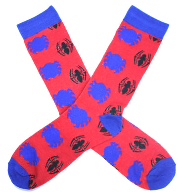 Spider-man Blue Black Symbols All Over Mens Crew Socks