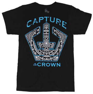 Capture the Crown Mens T-Shirt -  Blue Words Geometric Filled Logo Image