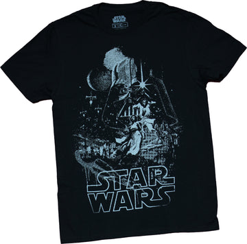 Star Wars Mesn T-Shirt -  Speckled B/W New Hope Poster Image