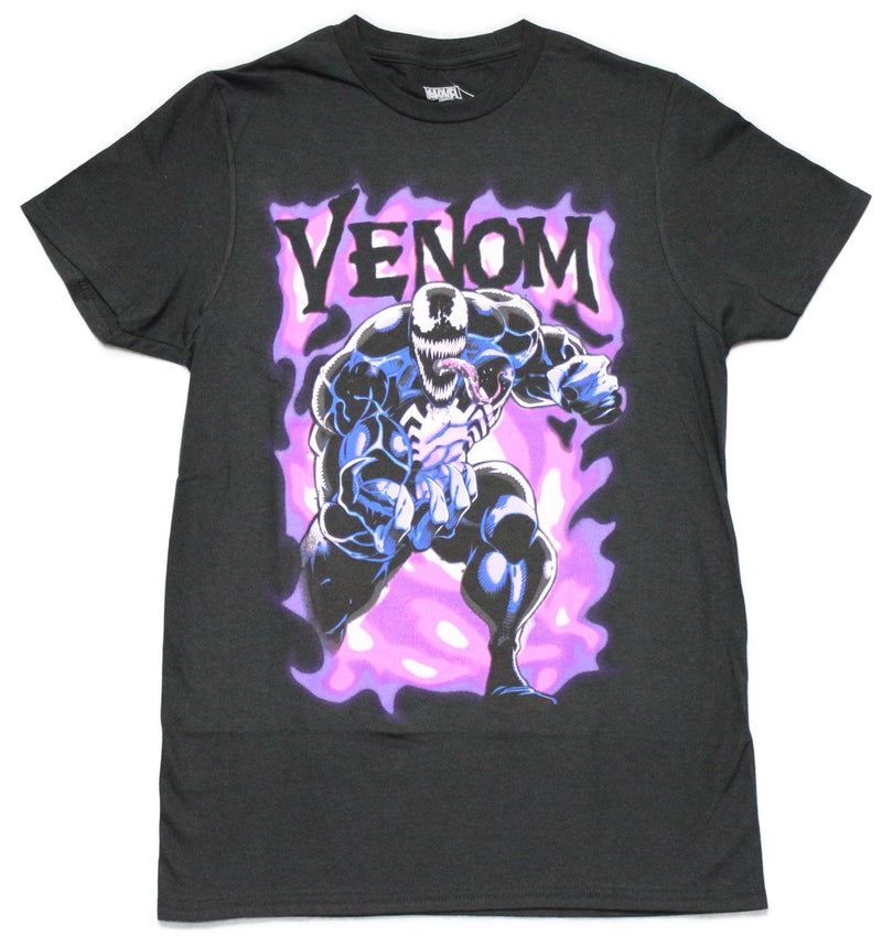 Venom Mens T-Shirt - Pink & Purple Standing Under Graffiti Name