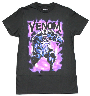 Venom Mens T-Shirt - Pink & Purple Standing Under Graffiti Name