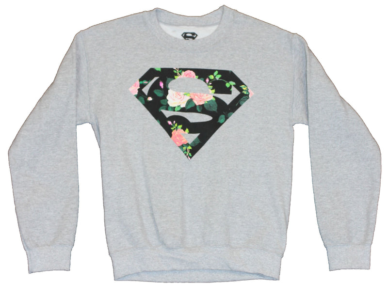 Superman (DC Comics) Crewneck Sweatshirt - Flower Filled Classic Superman Logo