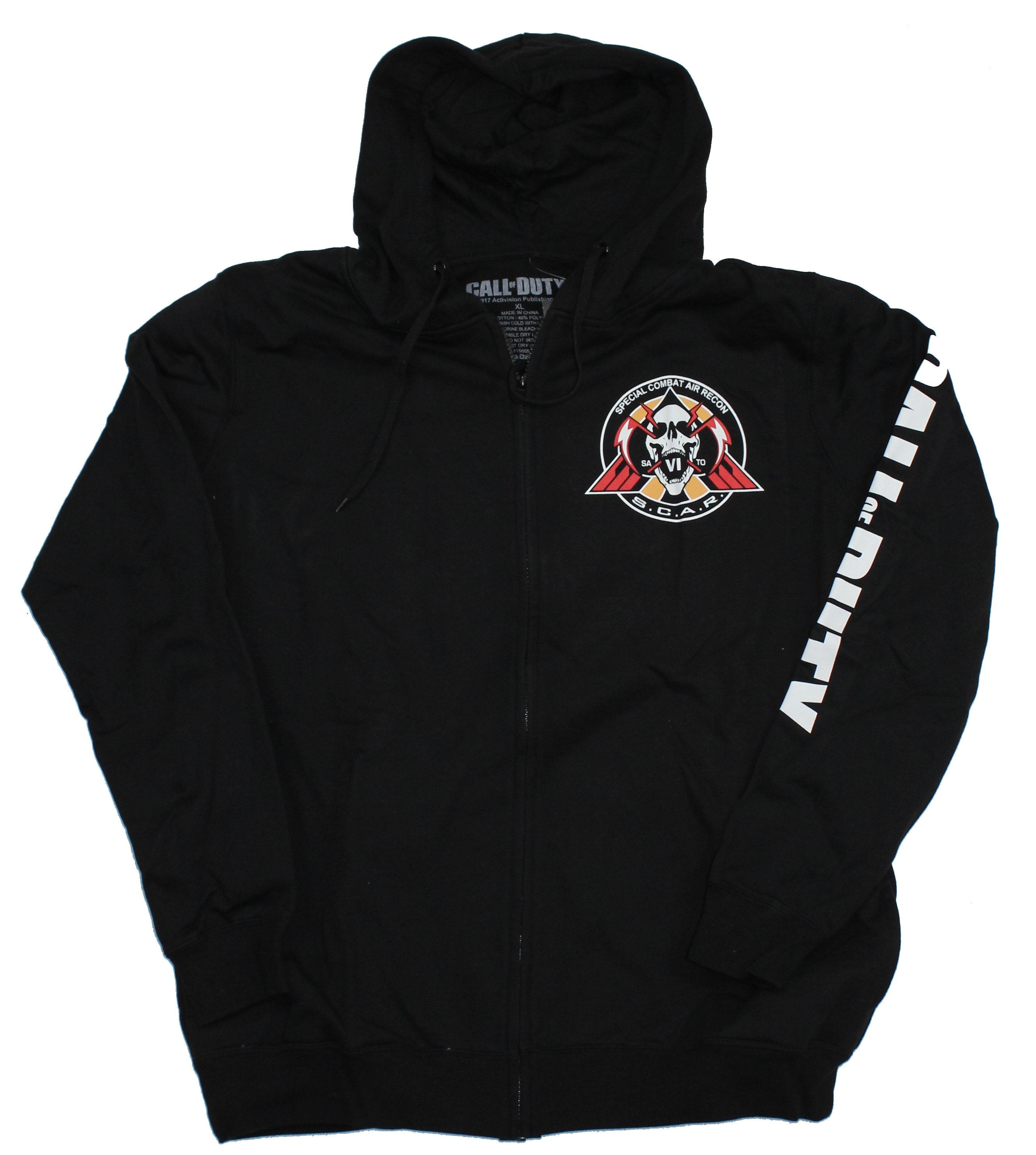 Call of Duty Zip Up Mens Hoodie - S.C.A.R.S. Skull logo Front & Back Image