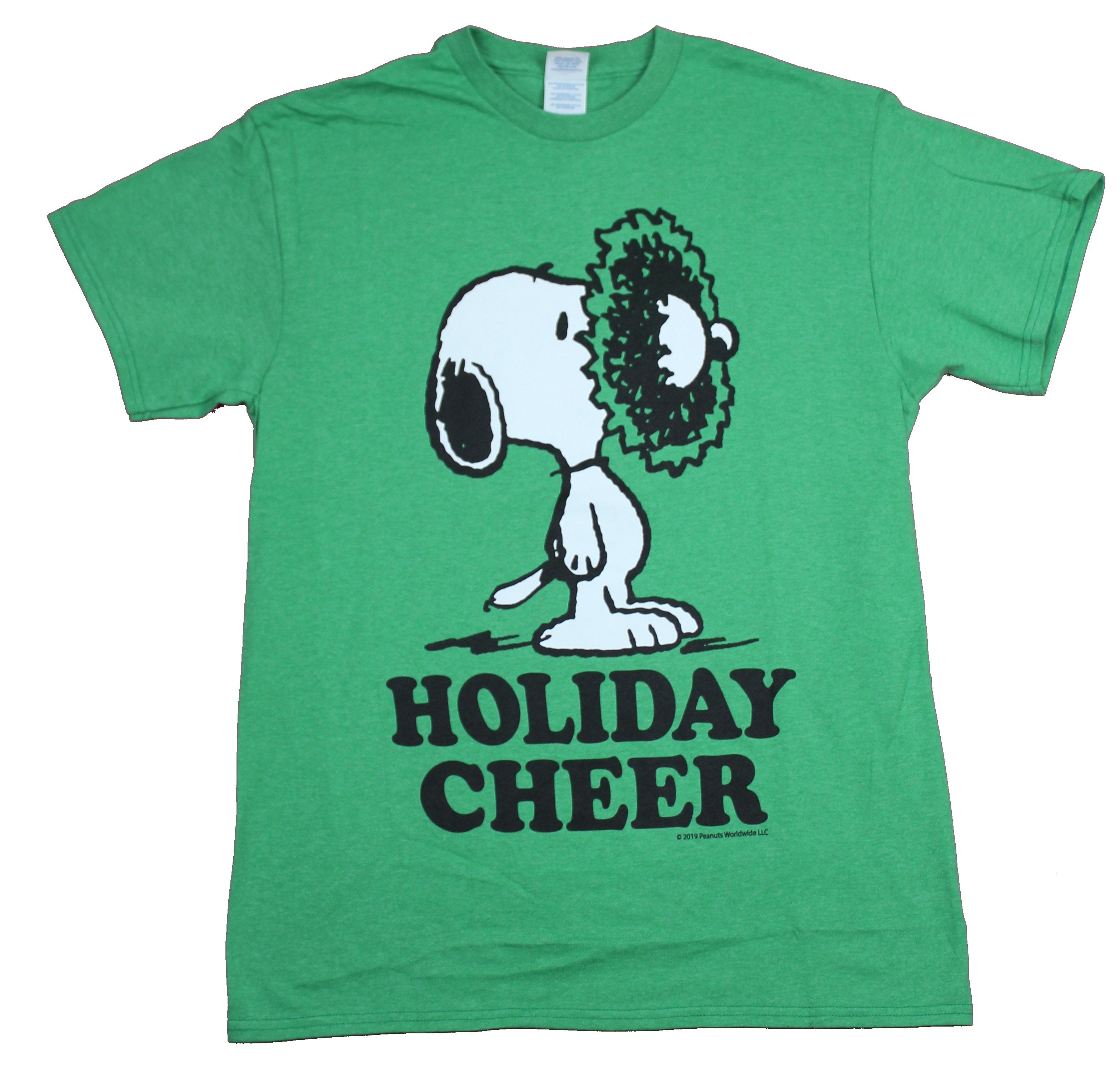 Peanuts Mens T-Shirt  - Holiday Cheer Snoopy With a Wreath Nose