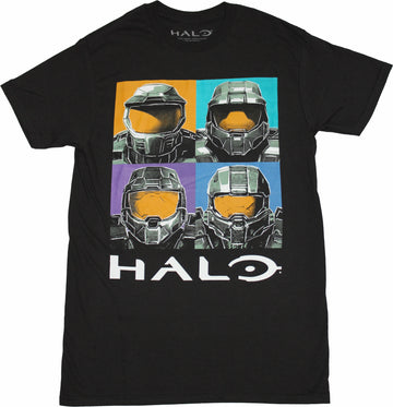 Halo Mens T-Shirt - Colorful 4 Box Master Chief Helmet Image