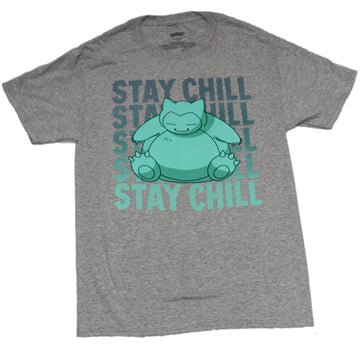 Pokemon Mens T-Shirt - Snorlax Stay Chill Blue Print