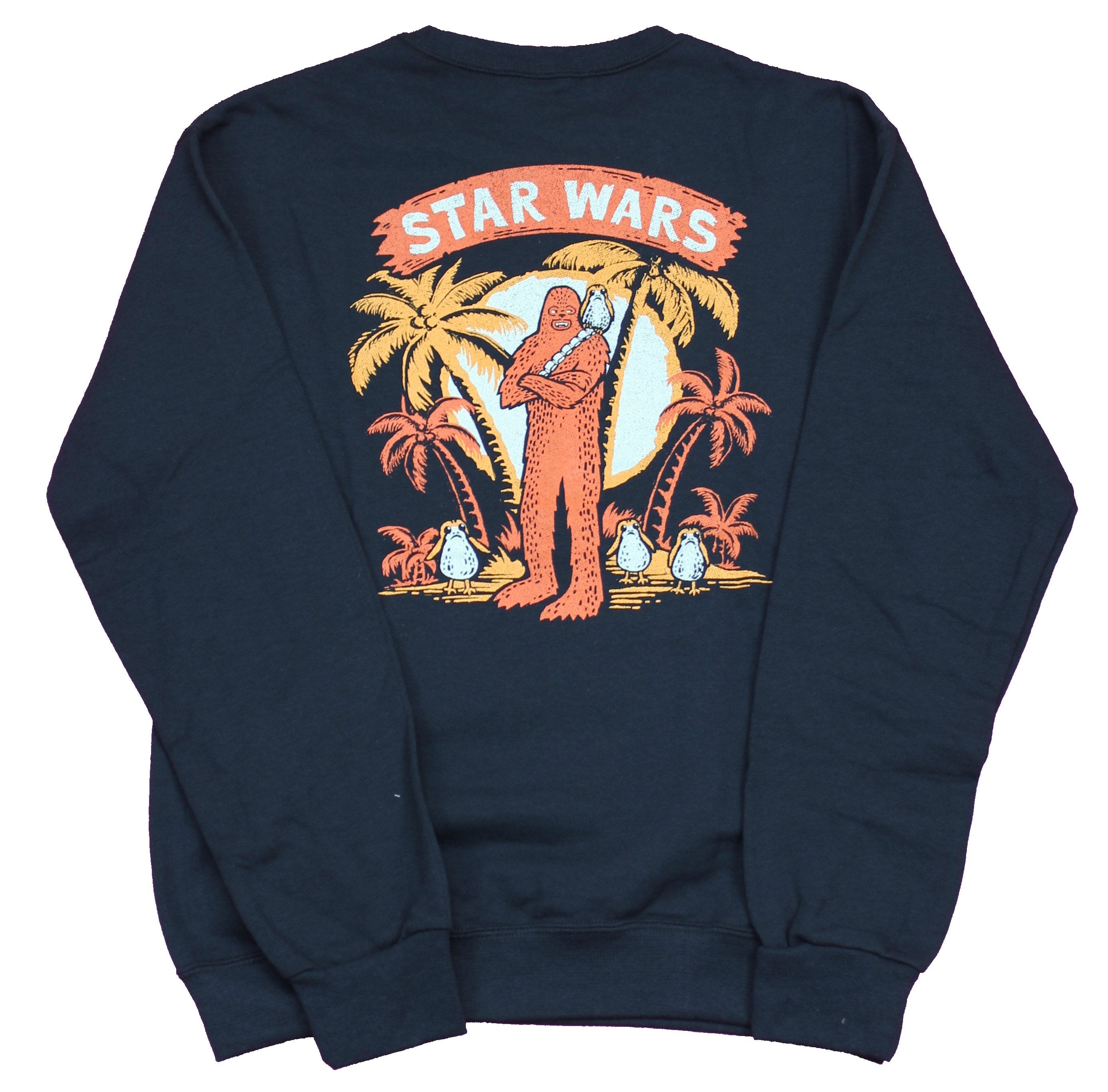 Star Wars Mens Crew Sweatshirt- Porg Lapel & Chewy Palms Back
