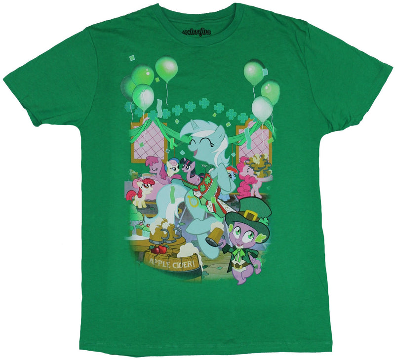 My Little Pony Mens T-Shirt  - St. Patrick's Day Huge Pony Posse Party Image - Inmyparentsbasement.com