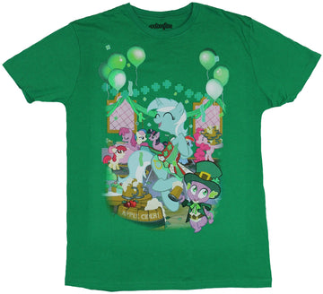 My Little Pony Mens T-Shirt  - St. Patrick's Day Huge Pony Posse Party Image