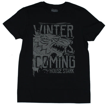 Game of Thrones Mens T-Shirt - Gray Winter is Coming House Stark Head Image