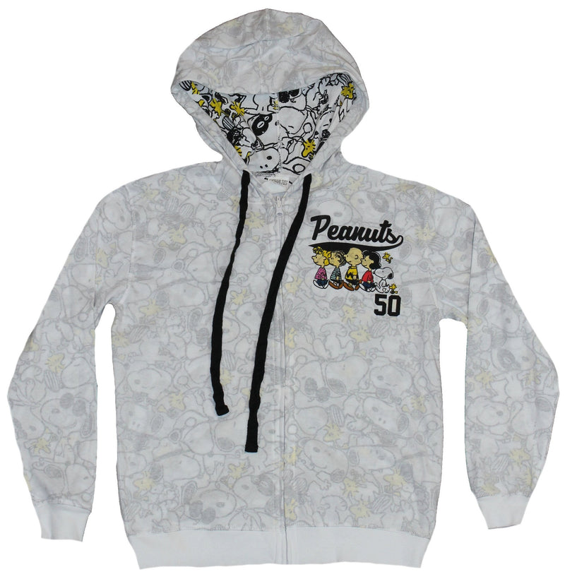 Peanuts Girls Juniors Sweatshirt -  Lapel Logo Reversible Allover