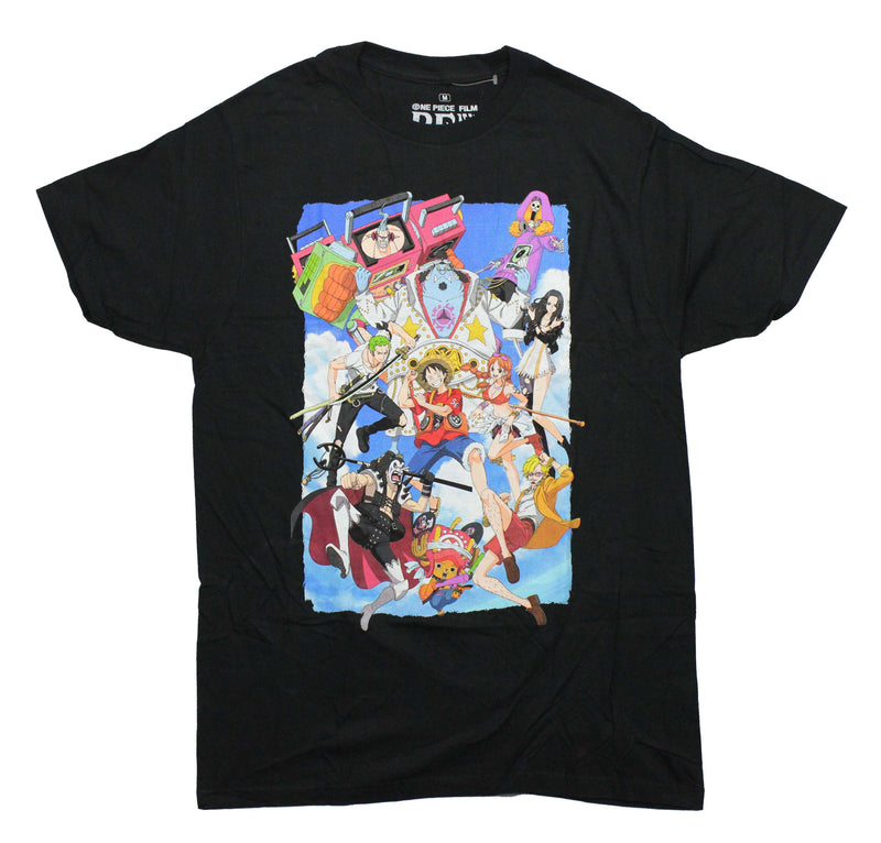 One Piece Film RED Mens T-Shirt - Giant Cast Flying Front  Logo on Back