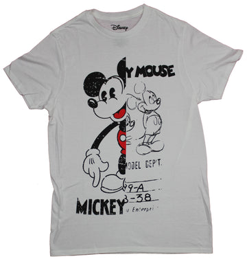 Mickey Mouse Mens T-Shirt - Half Sketch Half Cartoon Image