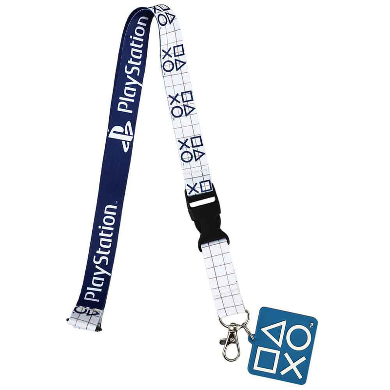 PlayStation Lanyard Featuring Button Symbols With Charm - Inmyparentsbasement.com