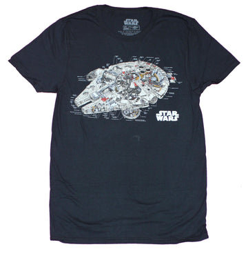 Star Wars  Mens T-Shirt - Millennium Falcon Blown Out Schematics Image