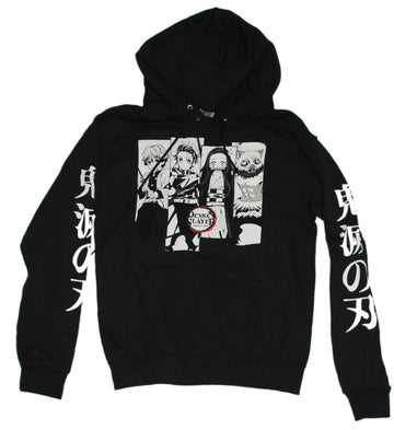 Demon Slayer Black & White 4 Panel Hoodie ft Nezuko, Inosuke, Tanjiro, & Zenitsu