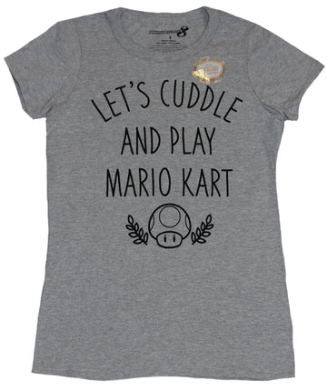 Mario Kart Girls Juniors T-Shirt - Lets Cuddle And Play Mario Kart