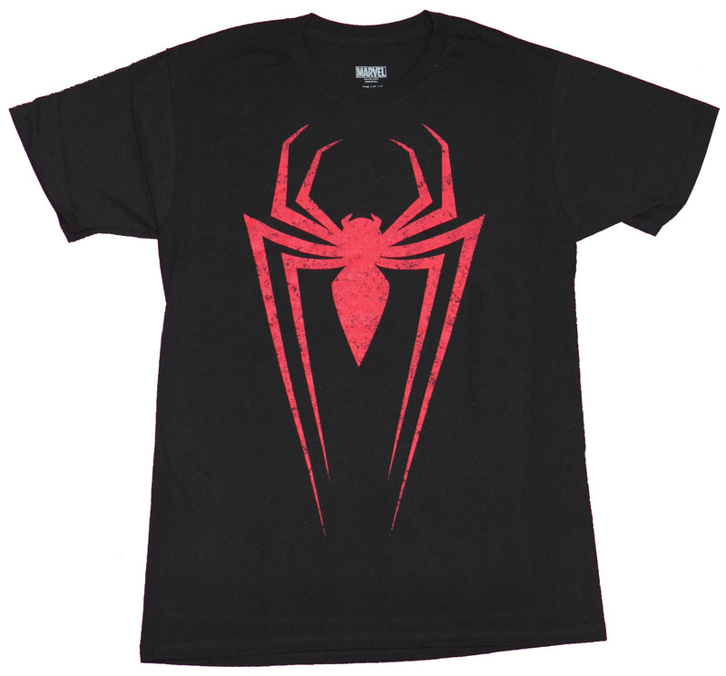 Spider-Man Mens T-Shirt - Distressed Red Long-Legged Spider Logo