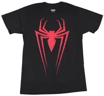 Spider-Man Mens T-Shirt - Distressed Red Long-Legged Spider Logo