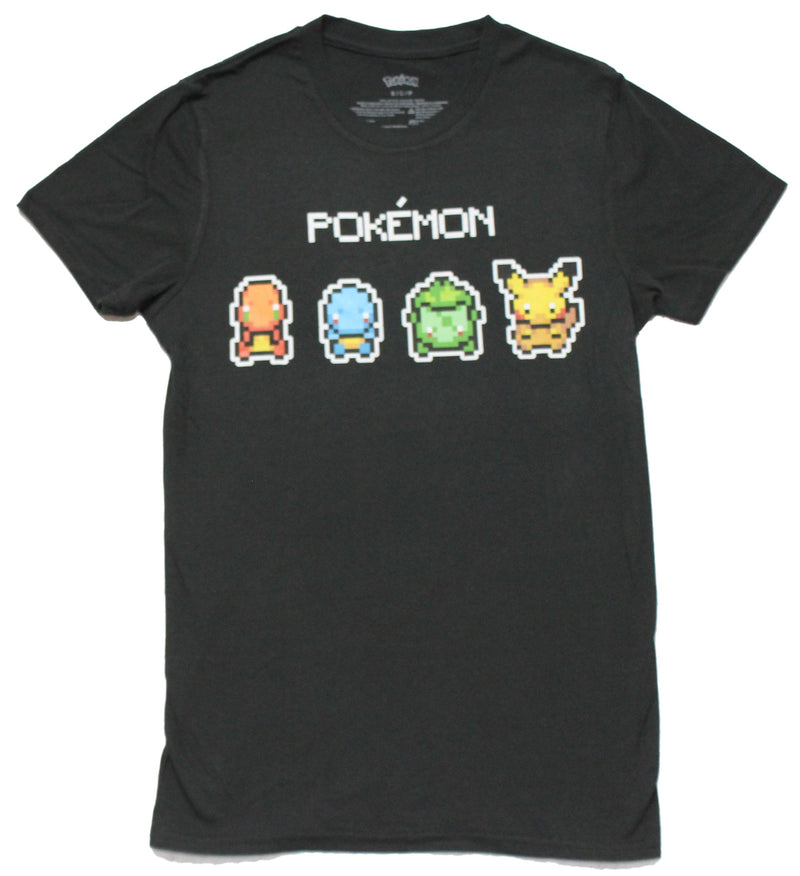 Pokemon Mens T-Shirt -8 bit Kantai Starter Characters - Inmyparentsbasement.com