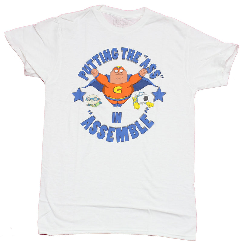 Family Guy Mens T-Shirt - Putting ? into Assemble Super Hero - Inmyparentsbasement.com