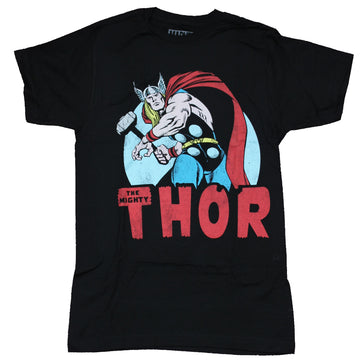 Thor Mens T-Shirt - Distressed Old School Thor Over Logo