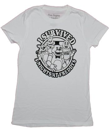 Five Night's At Freddy's  Girls Juniors T-Shirt - I Survived Five Nights