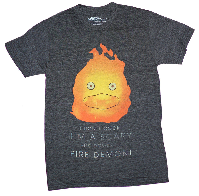 Howl's Moving Castle Mens T-Shirt  - Calcifer I Don't Cook I'm A Scary Fire Demon - Inmyparentsbasement.com