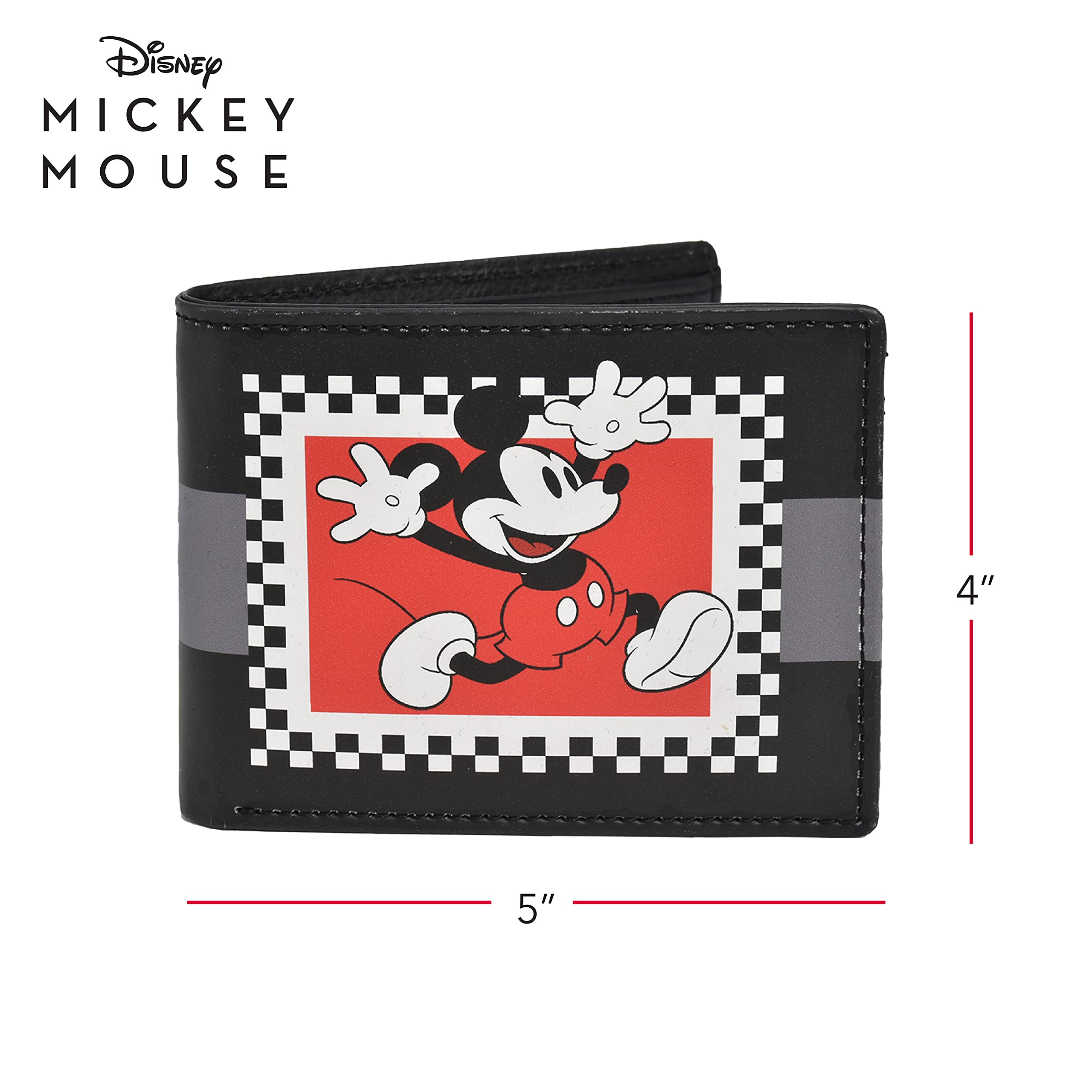 Disney's Mickey Mouse Vintage Bifold Wallet in a Decorative Tin Case, Multi