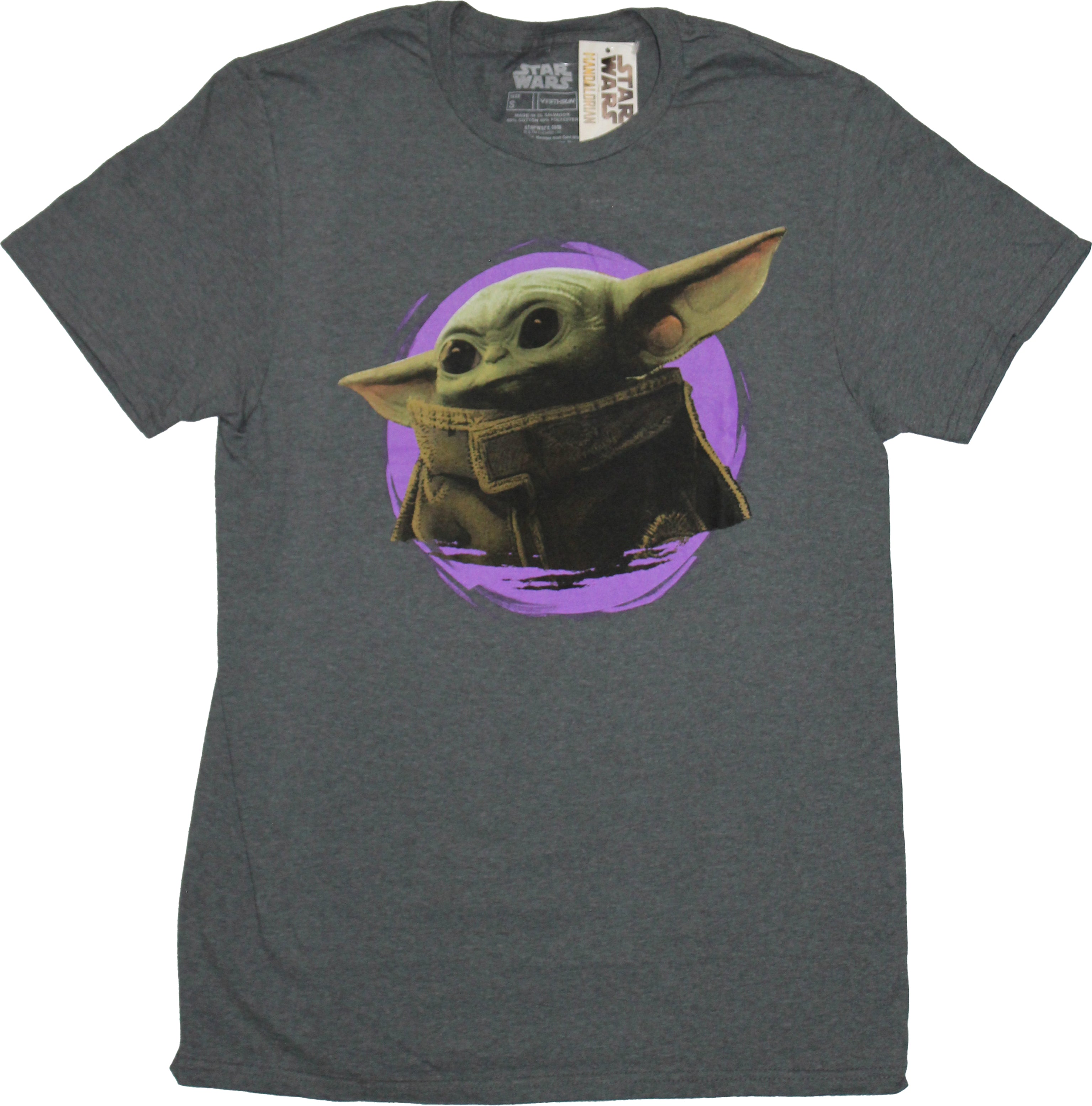Star Wars The Mandolarian Mens T-Shir t- Grogu In Purple Circle