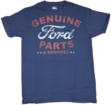 Ford Motors Mens T-Shirt  - Genuine Parts & Service Distressed Words