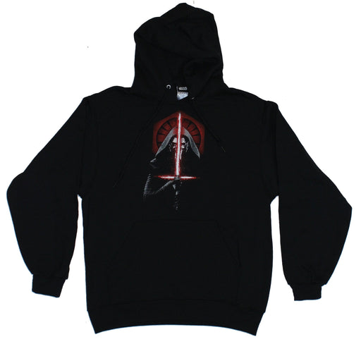 Star Wars Force Awakens Mens Pull Over Hoodie- Kylo Ren Behind Lightsaber Image - Inmyparentsbasement.com