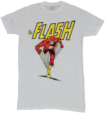 Flash (DC Comics) Mens T-Shirt - Flashing Running At You Under Logo