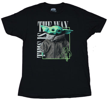 Star Wars The Mandalorean Mens T-Shirt - This is the Way Green Line Box Grogu
