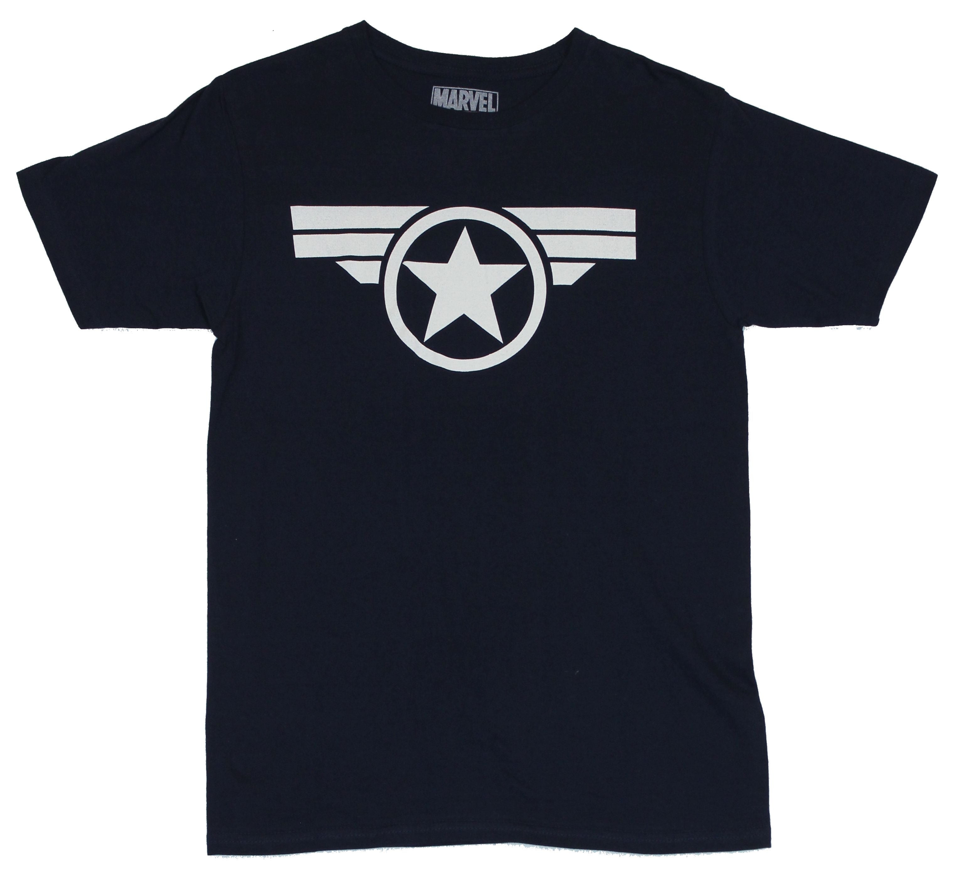 Captain America (Marvel Comics) Mens T-Shirt - White Winged Movie Logo Image