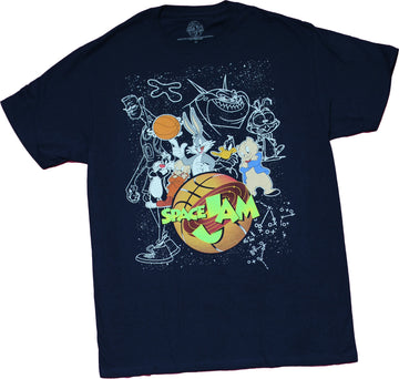 Space Jam Mens T-Shirt - Group in Stars Over Monster's