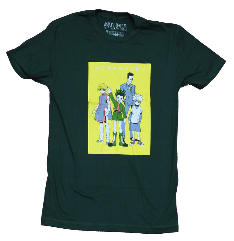 Hunter X Hunter Mens T-Shirt - 4 Characters in Yellow Box