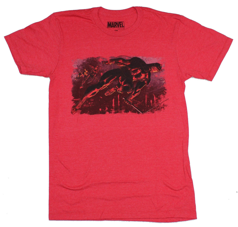 Daredevil Mens T-Shirt - Evolution of Daredevil in a Jump