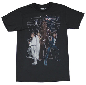 Star Wars Mens T-Shirt - Distressed Photo Group Under Logo