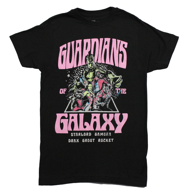 Guardians of the Galaxy Mens T-Shirt - Cast Between Pink Starlord Gamora