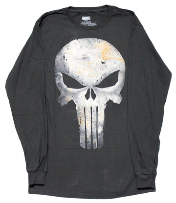 The Punisher Mens Long Sleeve T-shirt - Giant Streaked Skull