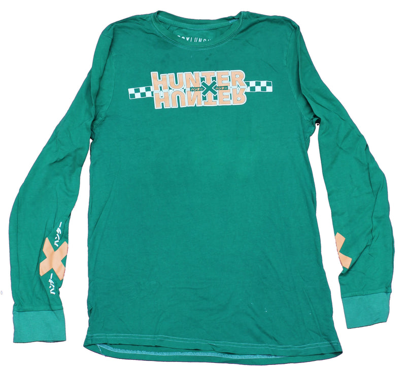 Hunter X Hunter Mens Long Sleeve T-Shirt - Salmon Logo Front  Duo Back